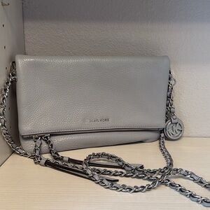 Michael Kors Silver Leather Crossbody Bag